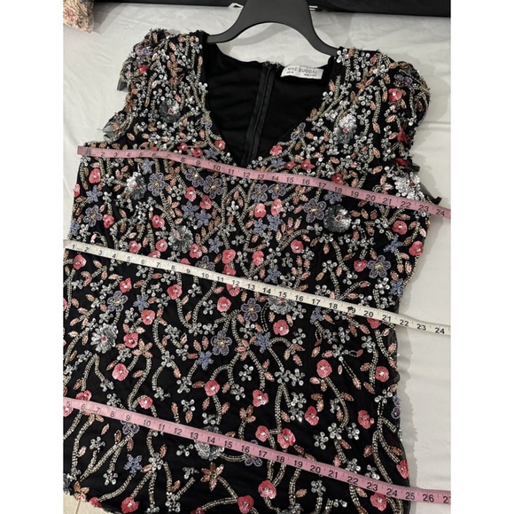 NWT $598 Mac Duggal [PLUS 18W ] Embellished Flutter Cap Sleeve V Neck Gown G1580 - Picture 4 of 15